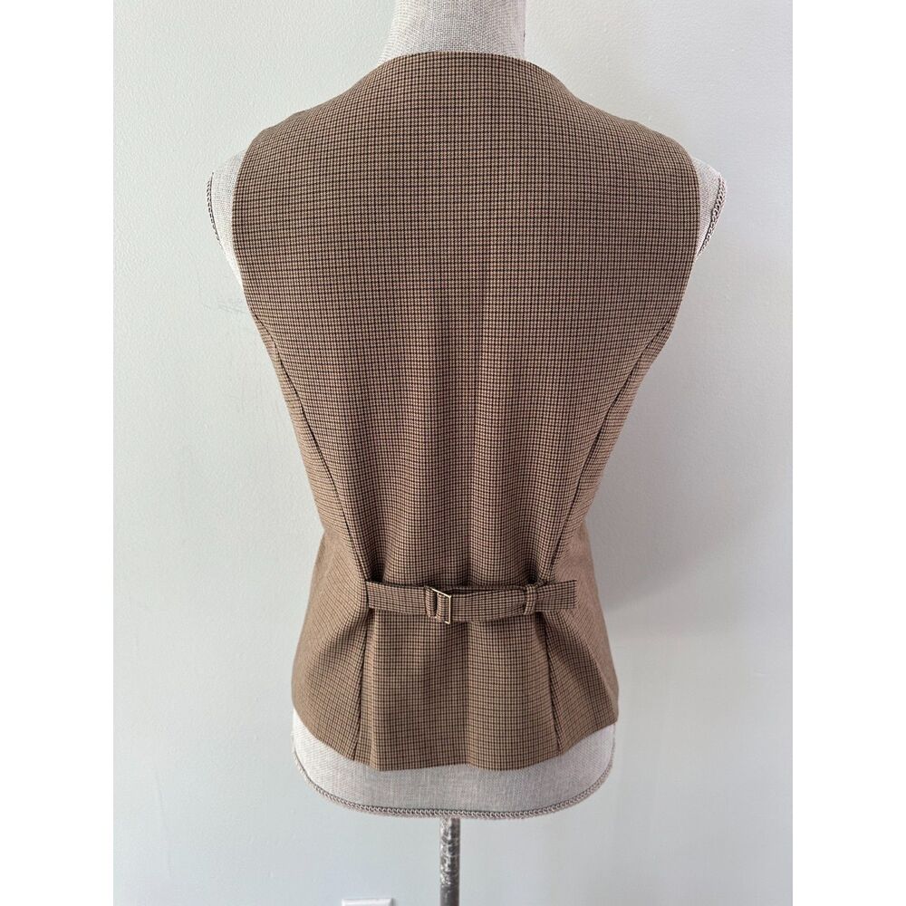 Abercrombie & Fitch Vest Houndstooth Waistcoat Brown Academia Plaid Button Up Sm - Picture 4 of 7